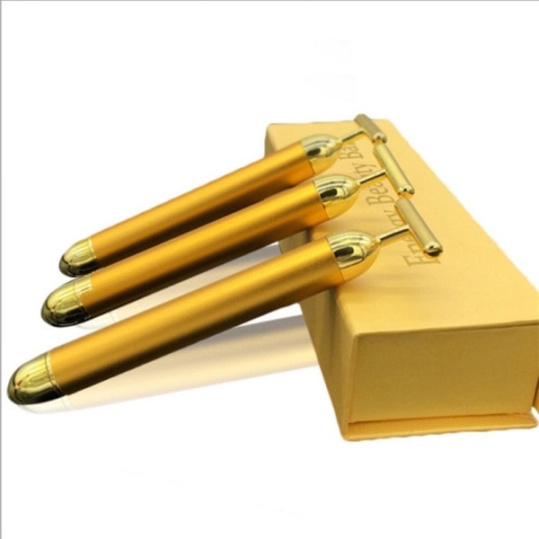 24k Guld Face Lift Bar Roller Vibration Banning Massager Ansiktsbehandling Stick Ansiktsbehandling Skönhet Hudvård