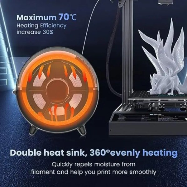 Professionell 3D Priting Tillbehör Filament Torktumlare Låda 360° Omgivning Värme & Max Temperatur Upp  70°C