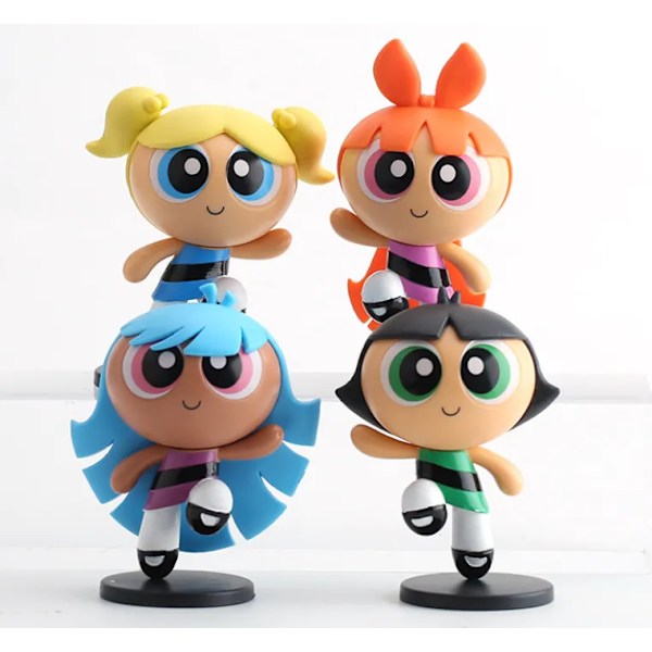 4 bitar The Powerpuff Girls Blossom Bubbles Buttercup modell Anime Action Figur Leksaker