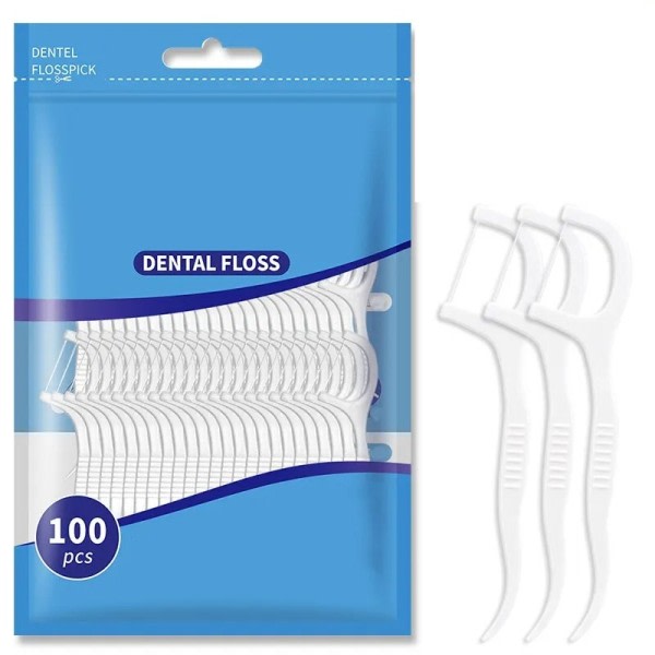 200 stykker tandtråd og plastik tandstikkere til engangsrengøring af tandspalter mundpleje
