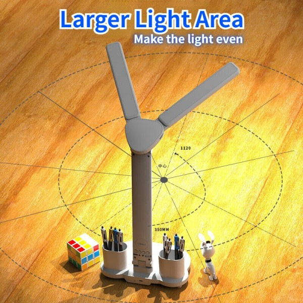 LED Klocka Bord Lampa USB Laddbar Dimbar Skrivbord Lampa Fullbar Ögonskydd Läs Natt Ljus