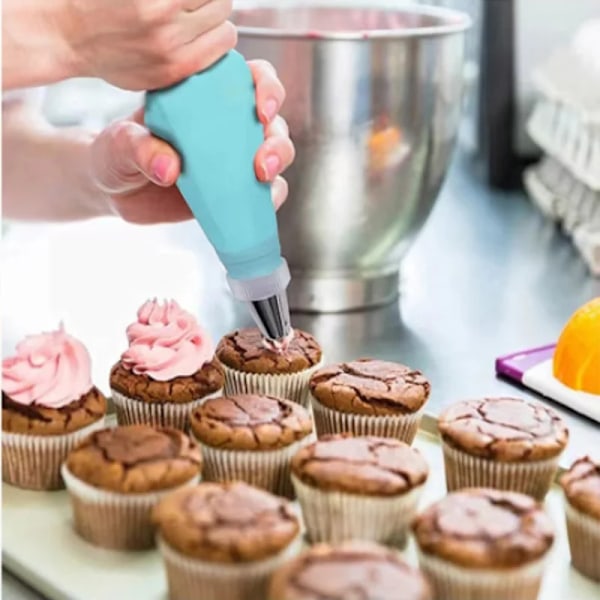 Silikon Rør poser og tips sett kake diy pynt sett med rustfritt stål munnstykke gjenbrukbar