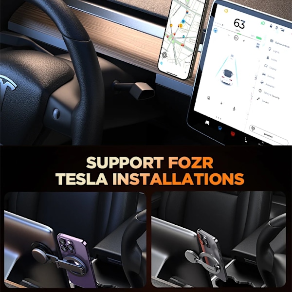 Magnetisk bil fäste allmetall starkast magnet hopfällbar telefon hållare för bil instrumentpanel Tesla telefon fäste för iPhone