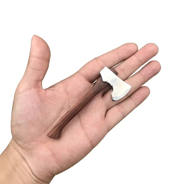 Rustfrit stål mini skarp økse træ håndtag  fast klinge
