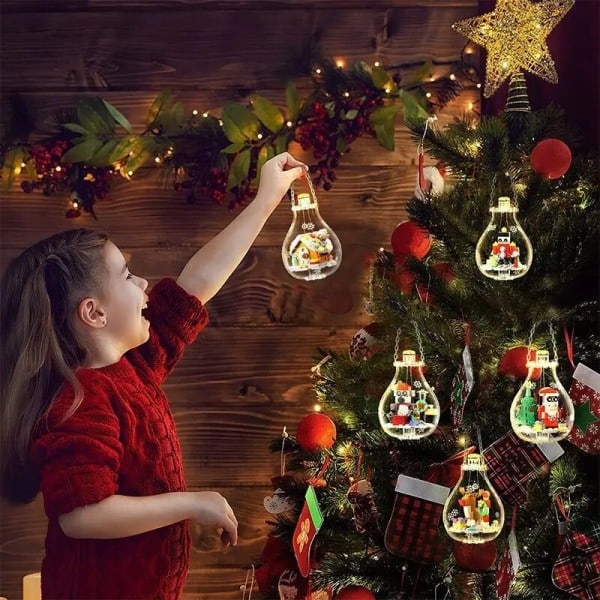 Jul Ljus Glödlampa Byggkloss Set LED Ljus Kit Till Jul Skapare present Byggklossar Klossar Leksaker