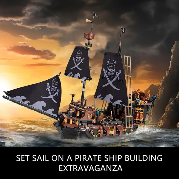 Black Pirates Skep DIY Äventyr Pärla Båt Ö Storm Fartyg Flaggskepp Filmer Mini Klossar Byggnad Klossar Modell Leksak