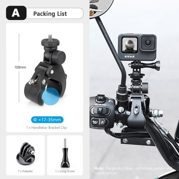 Moottoripyörän lisälaitteet pidin ohjaustanko peili kiinnike pyörä teline DJI OSMO insta360 toiminta kameralle