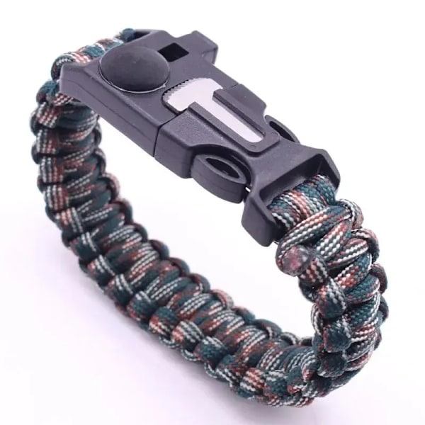 Utomhus Överlevnad Escape Armband Resenär Gamer Militär Fläkt Plast Spänne Sju-blad Utomhus Paraply Rep