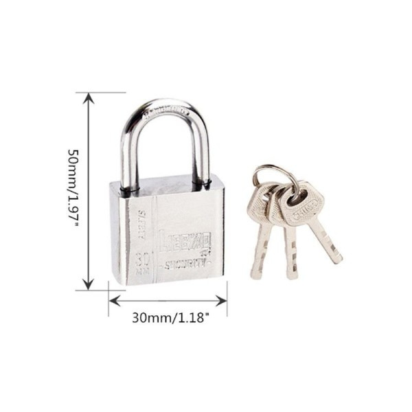 30mm Rostfritt Stål Hänglås 3 Keys Tungt Duty Solid Lås