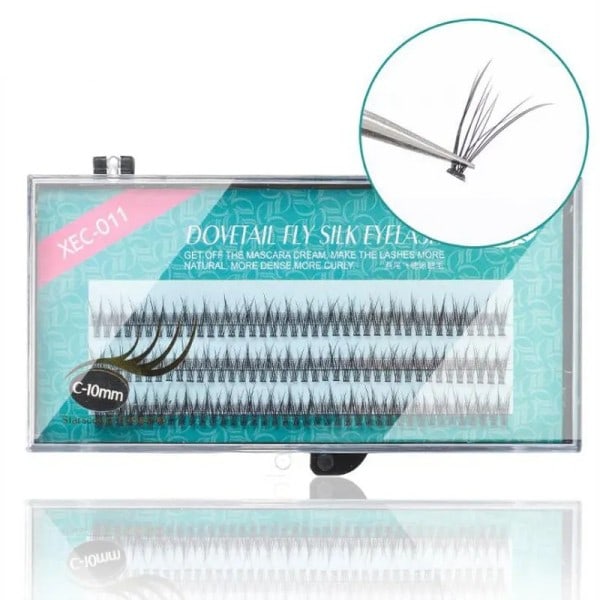 120 Bundles/Box Natural Fan Ögonfransar Högkvalitet Fisk Svans Side False Ögonfransar