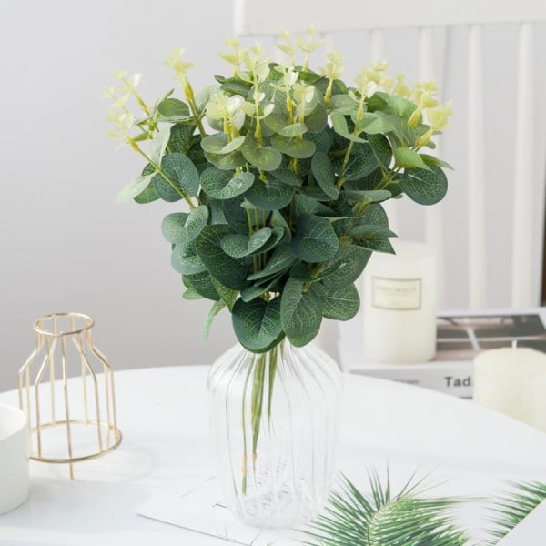10 stykker eukalyptus blader falsk gress jule pynt