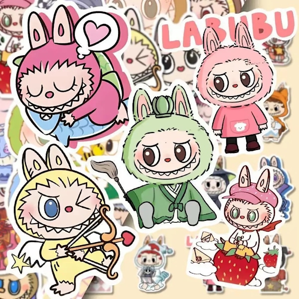 80 delar Labubu klistermärken set vattentäta tecknade kawaii