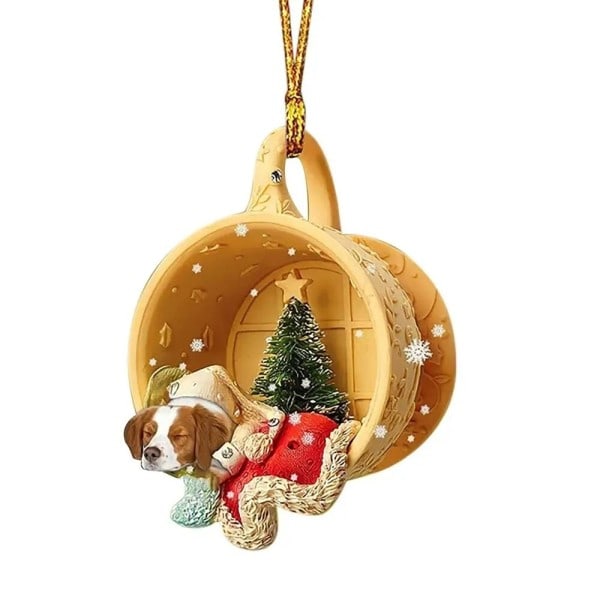 2 bitar Jul Hund Djur Hänge Akryl Platt Jul Träd Dekoration Hänge Semester Fest presenter