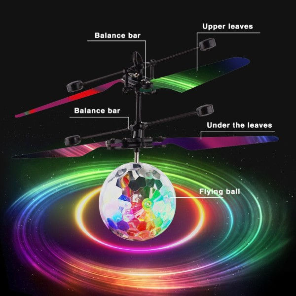 Aikuiset Lapset Välkkyvä Mini Drone Lelut Lapset Värikäs Loistava LED RC Lentävä Crystal Ball