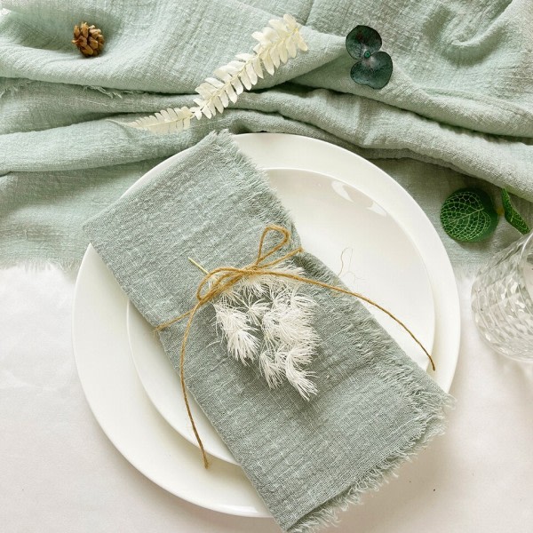Grøn gaze bomuld serviet genanvendeligt te håndklæde bryllup fest jule bord dekoration