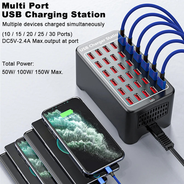 USB Laddare 30 Portar HUB