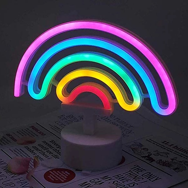 Neon skilt LED regnbueformet neon lys batteri/USB drevet fargerik neon lampe