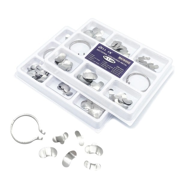 100 stk. æske Dental Matrix Sectional Contoured Metal Matrics Fuld kit
