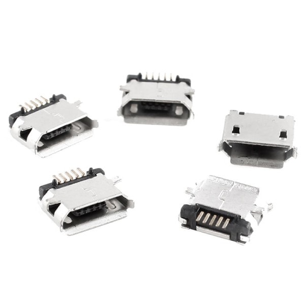 20kpl mikro USB tyyppi B naaras liitin hopea sävy liitin korjaus osat