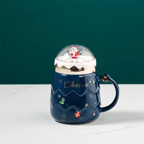 Jul krus nissen figurer keramikk kopp med snøball landskap lokk kreativ jule gave