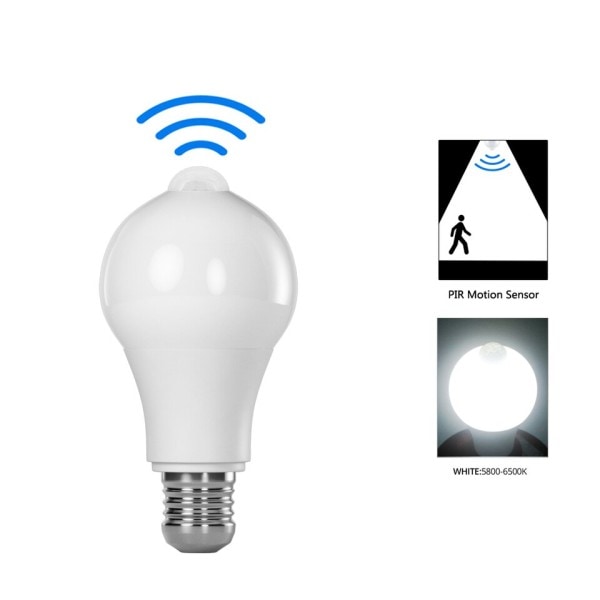 12W PIR Motion Sensor Lys Pære Ampul LED E27 IP42 Udendørs Belysning Væg Lampe