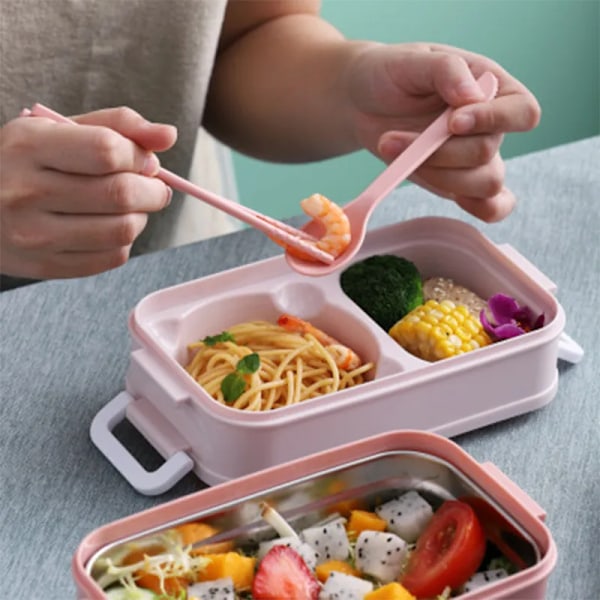 Rustfritt stål Lunsj Eske Bento Eske For Skole Barn Kontor arbeider 2 lags Mikrowae Opvarming Lunsj Beholder