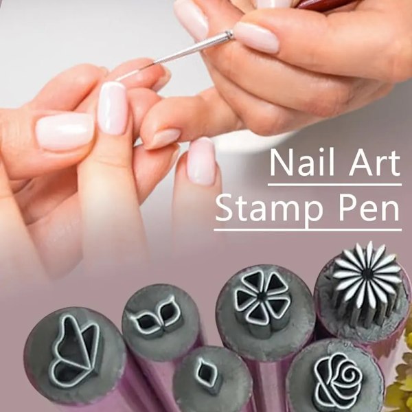 10 bitar Nagelkonst Stämpel Penna Set Blomm Fjäril Mönster Nagel Graffiti Penna