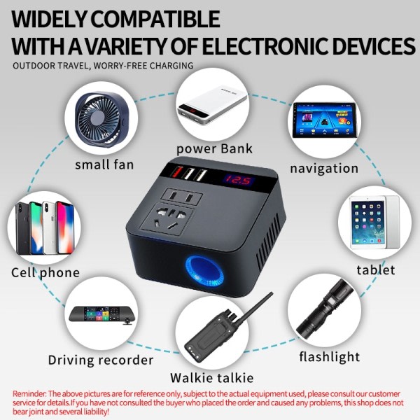Auto Invertteri 150W 12V/24V DC 220V AC savuke sytytin virta syöttö invertteri adapteri