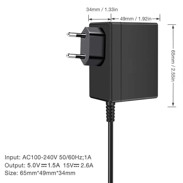 AC adapter laddare kompatibel Nintendo switch laddare 15V2.6A snabb laddning kit