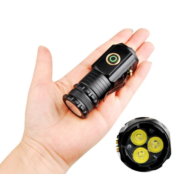 Kraftig Mini EDC LED Lommelygte Super Bright Nøglering Lys USB Genopladelig Lommelygte Camping Lantern