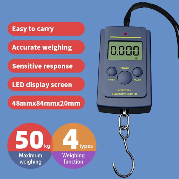 1kpl Monitoiminen Mini 40kg/10g Elektroninen riippuva kalastus matkalaukku Balanca kannettava digitaalinen kätevä tasku paino koukku vaaka