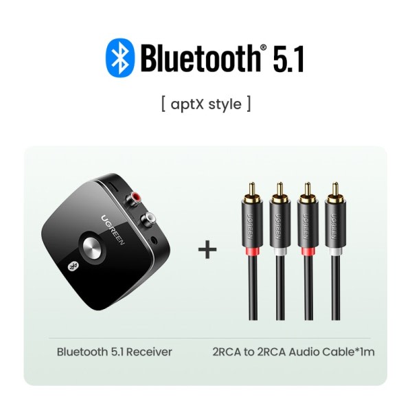 Bluetooth RCA Mottaker 5.1 aptX HD 3.5mm Jack Aux Trådløs Adapter Musikk