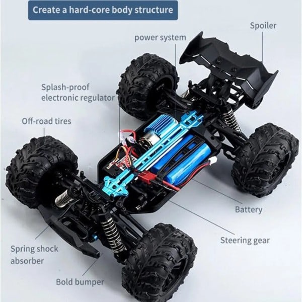 Off Road 4WD med LED Forlygter 2.4G Vandtæt Fjernbetjening Kontrol Monster Lastbil