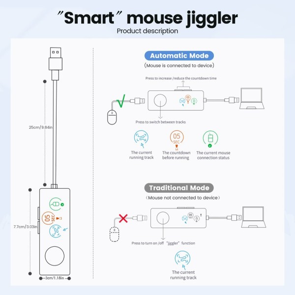 Täysin Automaattinen Hiiri Jiggler 100% Ehdottomasti Tunnistamaton USB Hiiri Liikkuri