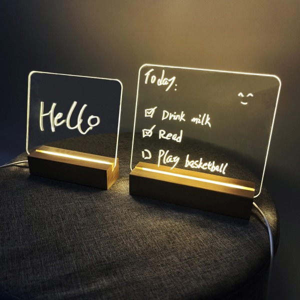 Akryl luminous diy note board sletbar besked board memo påmindelse kreativ lille kalender