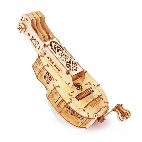 Hurdy Gurdy Mekanisk Modell DIY Musical Instrument 3D Tre Puslespill Bygningssett