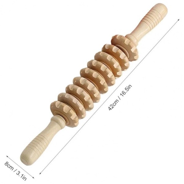 Ihoystävällinen Fascia Hieronta Stick Hieronta Liukumista estävä kahva Puu uritettu Gear Monitoiminen Smooth Roller hierontalaite