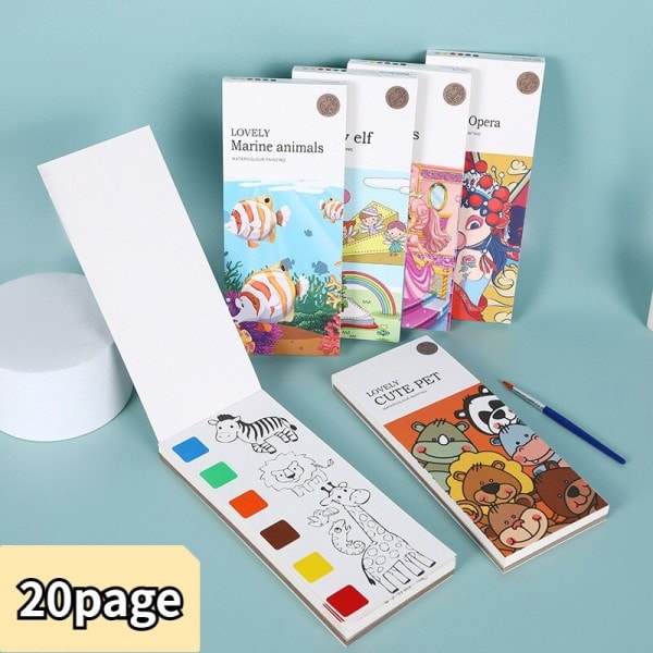20 sivua lapsia opetus vesiväri doodle värjäys kirja mukana vesiväri maalit