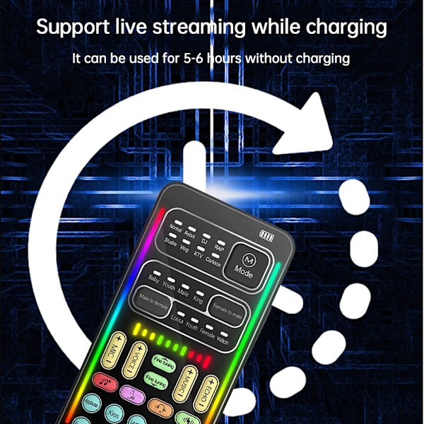 i9 Voice Changer Mini Flera Ljud Effekt Bluetooth-kompatibel Live Ljud Kort Ultra-Tunn Portabel Live Ljud Kort Mik Verktyg