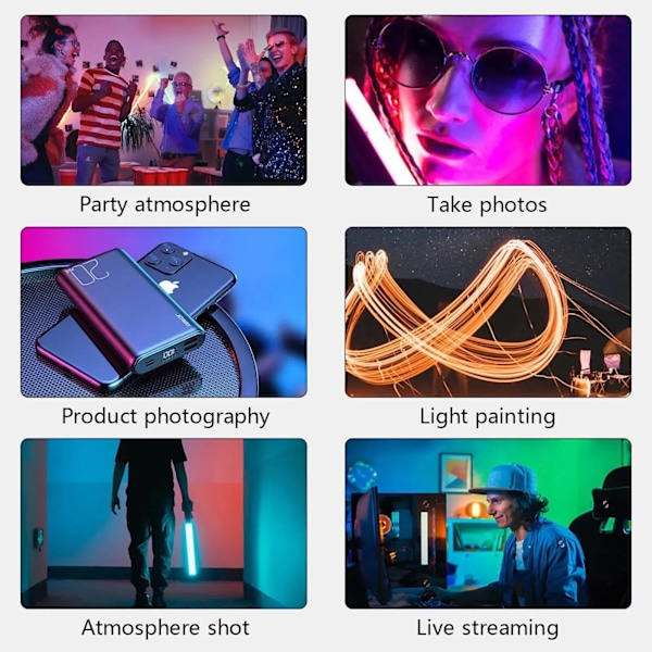 Bærbar RGB Magnetisk Fotografi Belysning Håndholdt LED Fyld Lys Stick
