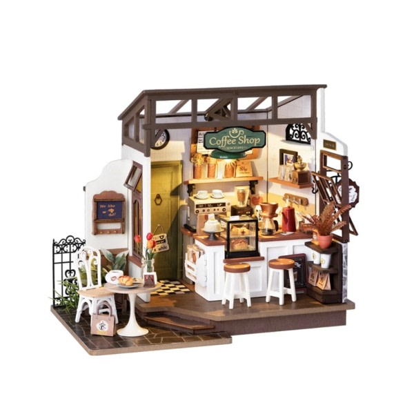 DIY Mini Dukkehus Modell Kits DIY Kaffe Shop Dukkehus Barn Miniatyr