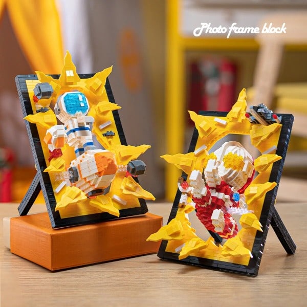 Creative Astronaut PhotoFrame Bygning Klosser Julenissen 3D Modell Diamant Blokker Leker