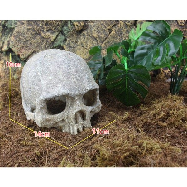 Harpiks Påskeøy Hode Bein Skull Statue for øgler Terrarium Reptil Skjul Hule Akvarium