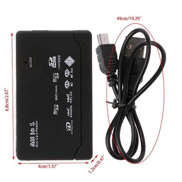 7 I 1 Allt-i-ett minne kort läsare för USB extern mini SDHC M2 MMC XD CF läs och för skriv flash minne kort