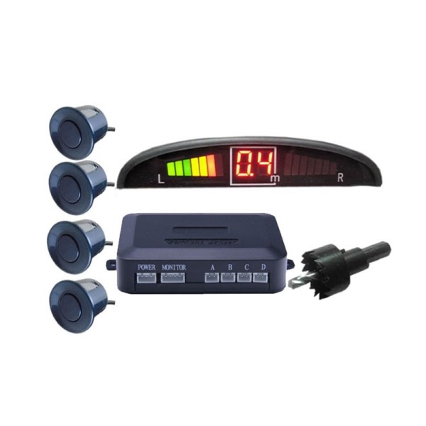 Bil Parktronic Parkering Sensor 4 Sensorer 22mm LED Baggrundslys Skærm Reverse Backup Radar Monitor