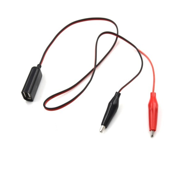 Punainen ja musta 50cm johto alligaattori testi liitin USB naaras liitin virta sovitin syöttö