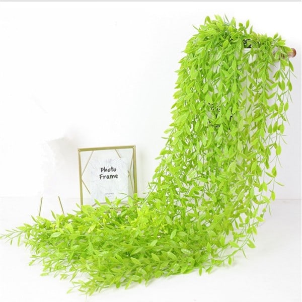 Simulering Plante Pil Løv Rattan Bryllup Loft Væg Hængende Plastik Grønt Løv
