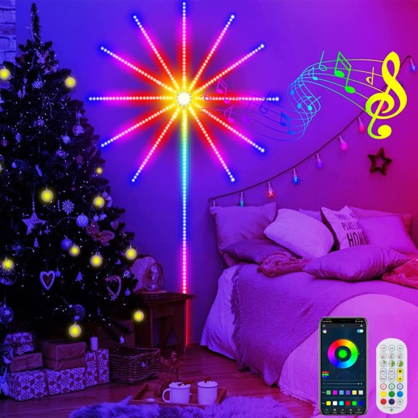 Smart LED Ljus Strip Gör-det-själv Fyrverkeri Fjärrkontroll Bluetooth Festoon Lampa Hem Inomhus Sovrum Fest Bar