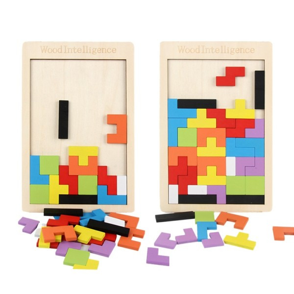 Puslespil farverigt træ tangram til børn legetøj