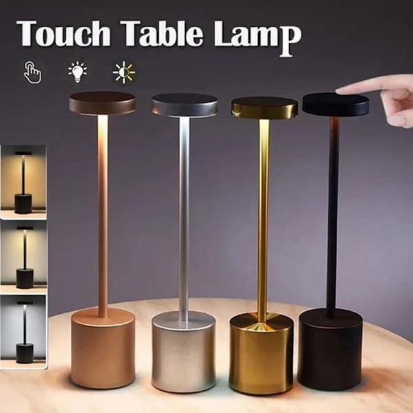 Classic Bord Lampe USB Opladbar Natt Lys Trinnløs Dimming Touch Desk Lampe